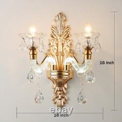 2-light Classical Candle Shape Wall Light Sconce Crystal for Living Room Bedroom