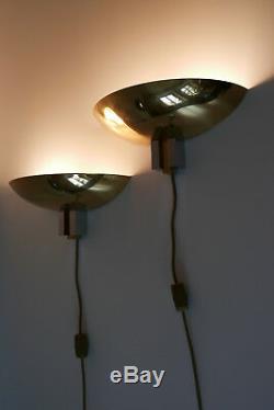 2 x Mid Century WALL LAMPS / SCONCES Art Deco Design by ART-LINE 1980s GERMANY