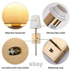 2pack Brushed Brass Hardwired Wall Sconces Gold Vanity Light Fixtures With Beige