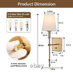 2pack Brushed Brass Hardwired Wall Sconces Gold Vanity Light Fixtures With Beige