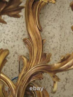 30918EC/19EC Set 4 French Brass or Bronze 5 Arm Lighted Candelabra Wall Sconces