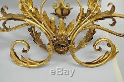 31 Vintage Hollywood Regency Italian Tole Gold 4 Candle Wall Sconce Candelabra