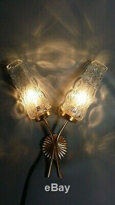 3 French Mid Century Wall Sconce Light Pair Lamp 1960s Space Age Atomic Era