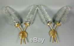 3 French Mid Century Wall Sconce Light Pair Lamp 1960s Space Age Atomic Era