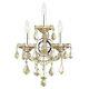 3-Light Chrome Finish 12''x22 Golden Teak Crystal Candle Wall Sconce Chandelier