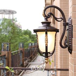 46cm Retro Bronze Gold Lantern Wall Sconces Light Glass Garden Outdoor Fixtures