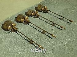 4 Long Gold Gilt Wrought Iron And Mica Shade Wall Sconces