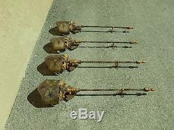 4 Long Gold Gilt Wrought Iron And Mica Shade Wall Sconces