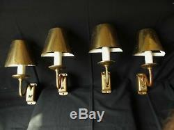 4 Mid-Century Scandinavian Perforated Brass Wall Sconces Paavo Tynell 1950s-50's