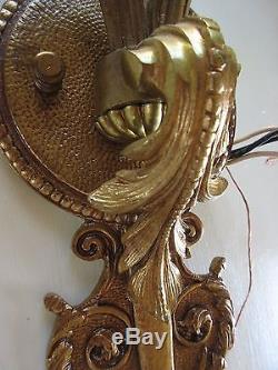 4 Vtg Wall Sconce Lamp Light Gold Gilt Bronze Ornate French Style Spain 2 Pairs