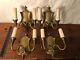 4 antique french fleur de lis gothic wall brass wall sconces Hand Hammered