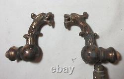 4 antique ornate 1800's gilt brass bronze figural gas wall sconce arm parts