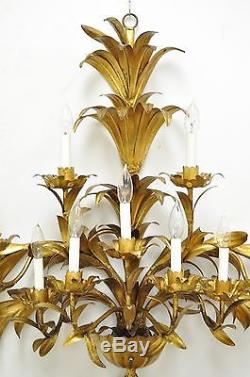 53 Vintage Hollywood Regency Italian Floral Gold 15 Light Wall Sconce Fixture