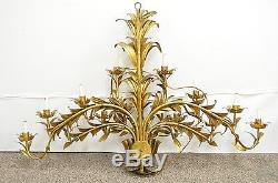 53 Vintage Hollywood Regency Italian Floral Gold 15 Light Wall Sconce Fixture