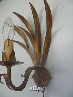 5 Gilded tole wall sconces gold french Mid Century vintage antique