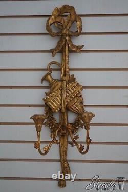 64281EC Pair Italian Gold Giltwood Regency Candelabra Wall Sconces