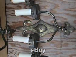 6 antique french fleur de lis gothic wall brass wall sconces Hand Hammered