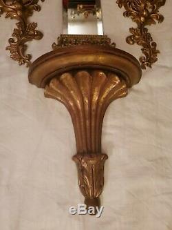 6pc Lot Hollywood Regency Ornate Gold Vtg Wall Decor Sconces Mirrors Shelf
