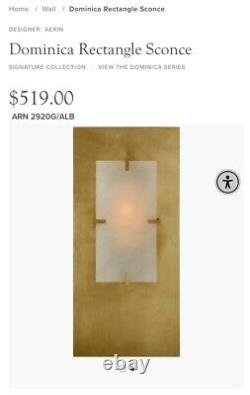 AERIN Dominica LED 9 inch Gild Rectangle Sconce Wall Light in Gild and Alabaster