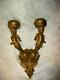 ANTIQUE 1920s METAL POLYCHROME DOUBLE CHERUB WALL SCONCE LAMP FRENCH STYLE