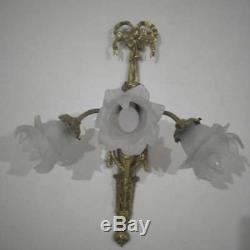 ANTIQUE Exquisite French pair of wall sconces each 3 light