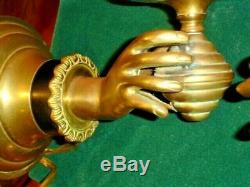 ANTIQUE FRENCH BRONZE WOMAN HANDS FIGURINE sconces wall lights