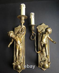 A Pair Of MID 20th Century Neoclassical Cherub Wall Lights, One Sconce Damaged