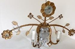 A pair of vintage Sherle Wagner Chrystal sunflower wall sconces