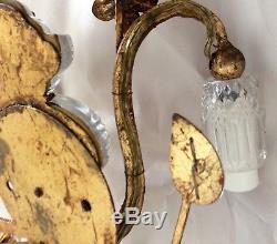 A pair of vintage Sherle Wagner Chrystal sunflower wall sconces