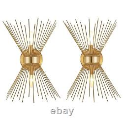 Adcssynd 2 Pack Wall Sconces, Gold Wall Sconce, Starburst Wall Sconces Set of