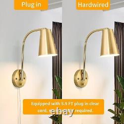 Adcssynd Wall Sconces Set of Two, Plug in Wall Sconces Gold, Modern Wall Lamp