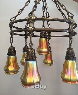 Amazing Pair Of Wall Sconces Lamps with Steuben Gold Shades