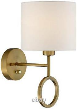Amidon Warm Brass Drop Ring Plug-In Wall Lamps Set of 2