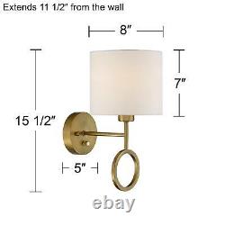 Amidon Warm Brass Drop Ring Plug-In Wall Lamps Set of 2