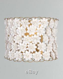 Anthropologie Wall Sconce Light Luxe Mid Century Porcelain Flower & Gold NEW