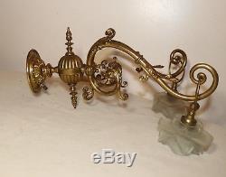 Antique 1800's ornate Victorian figural griffin gilt bronze wall sconce brass
