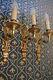 Antique 1900 pair + 1 set empire bronze wall sconces gold gilded light lamp