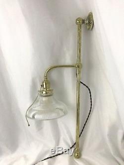 Antique 1907 Brass Adjustable Arm Wall Sconce Industrial Machine Age Lamp Vtg