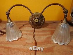 Antique 1920s Bronze/ Brass Wall sconces with 2 lights, Adjustable arms