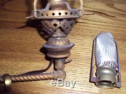 Antique 19th Century Victorian Brass Double-Arm GAS /Elec LIGHT Wall Sconce Lamp