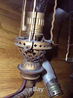 Antique 19th Century Victorian Brass Double-Arm GAS /Elec LIGHT Wall Sconce Lamp