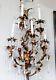 Antique 36 Italian Crystal Tole Gold Gilt Wall Sconce Candelabra Electric 5 Arm