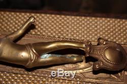 Antique Art Deco Angel Cherub Wall Sconce Candle Holder Fixtures-Brass Metal-Pr