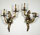 Antique Art Nouveau Gilded Two Arm Wall Sconces Twisting Vine