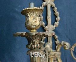 Antique BRASS BRONZE FRENCH Wall Sconce 5 LIGHT Lamp Electrified Gas Candelabra