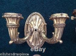 Antique Beaux Arts Gilded Wall Sconces French Empire Neoclassical Torch 4 Sconce