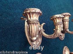 Antique Beaux Arts Gilded Wall Sconces French Empire Neoclassical Torch 4 Sconce