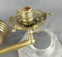 Antique Brass Double Light Wall Sconce EAPG Glass Gas Shades Working Victorian