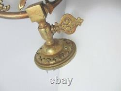 Antique Brass Gas Wall Lights Lamps Old Sconces Leaf Rococo Art Nouveau Shades