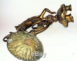 Antique Brass Victorian Sconce/ Cherub Gas Wall Sconce Figurehead